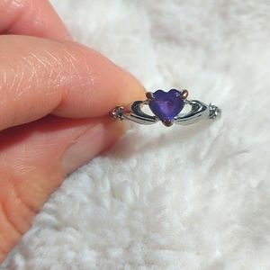 Amethyst heart shaped  ring size 10